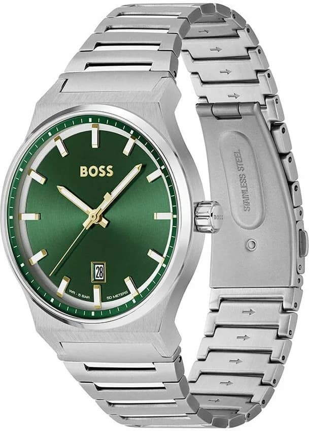 Montre Hugo Boss 1514079 Candor en Acier Brossé et Cadran Vert Soleillé vue 2