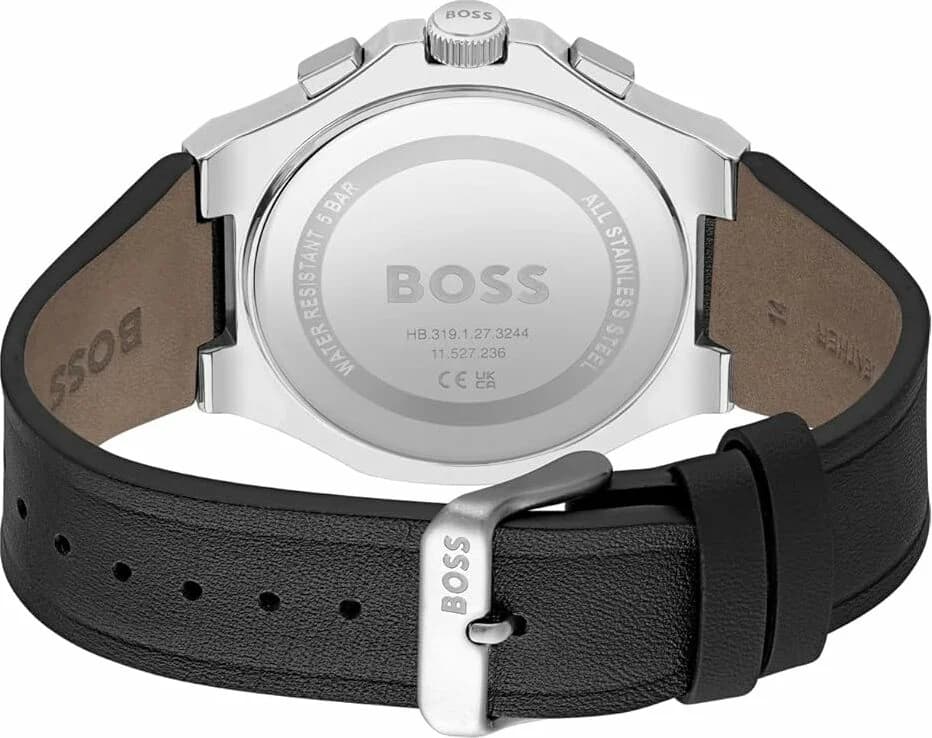 Montre Hugo Boss 1514085 Chronographe à Lunette Octogonale et Bracelet Cuir Noir vue 3