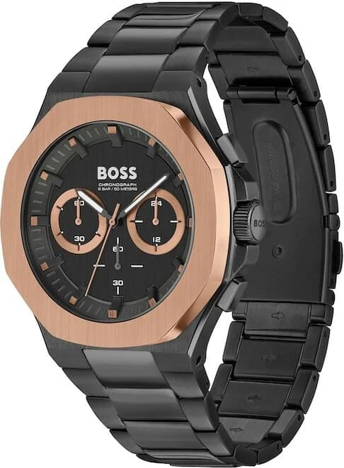 Montre Hugo Boss 1514090 en acier inoxydable noir brossé et cadran monochrome vue 2
