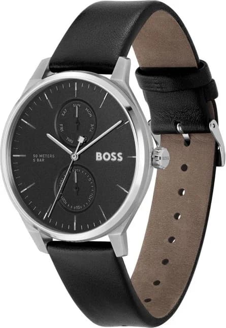 Montre Hugo Boss Tyler 1514102 Bracelet Cuir Noir Cadran Multifonctions vue 2
