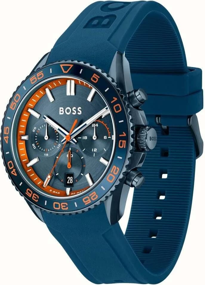 Montre Homme Hugo Boss Runner 1514142 bracelet silicone bleu cadran multifonctions vue 2