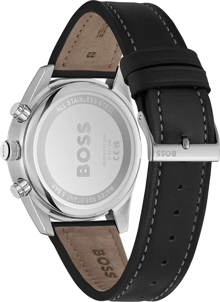Montre Hugo Boss 1514147 Skytraveller Chronographe en Acier et Cuir Noir vue 3