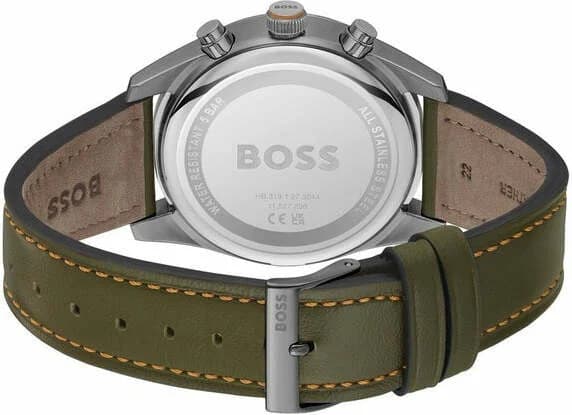 Montre Hugo Boss 1514148 Skytraveller Chronographe en Acier et Cuir Kaki vue 3