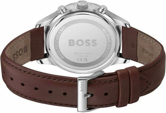 Montre Homme Hugo Boss 1514155 Avery Bracelet Cuir Marron et Cadran Gris Anthracite vue 3