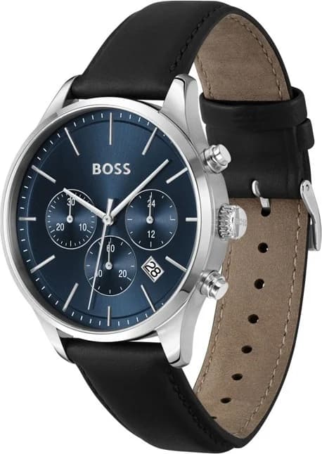 Montre Hugo Boss 1514156 Avery Cadran Bleu et Bracelet Cuir Noir vue 2