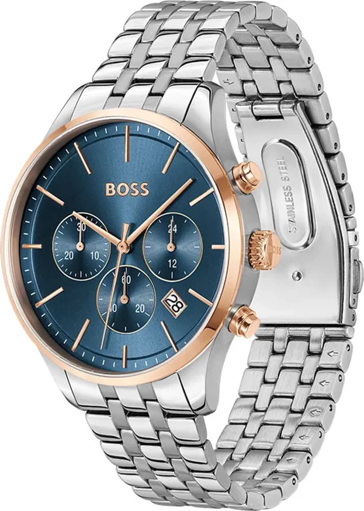 Montre Homme Hugo Boss 1514158 Avery en Acier Argenté et Cadran Bleu vue 2