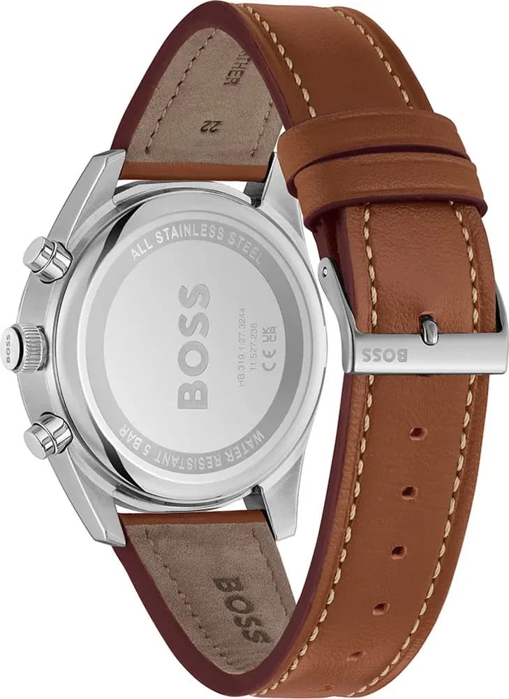 Montre Hugo Boss 1514161 Skytraveller Chronographe en Acier et Cuir Marron vue 3