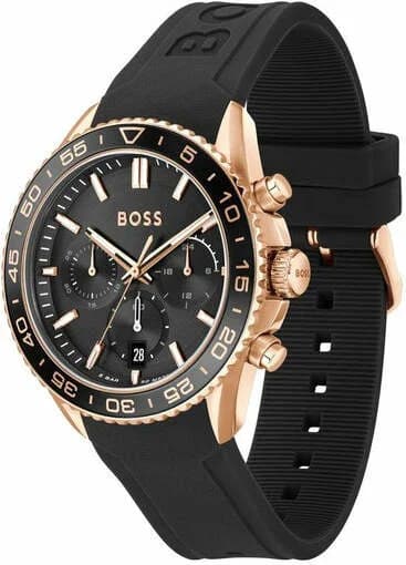 Montre Homme Hugo Boss Runner 1514168 bracelet silicone noir cadran multifonctions vue 2