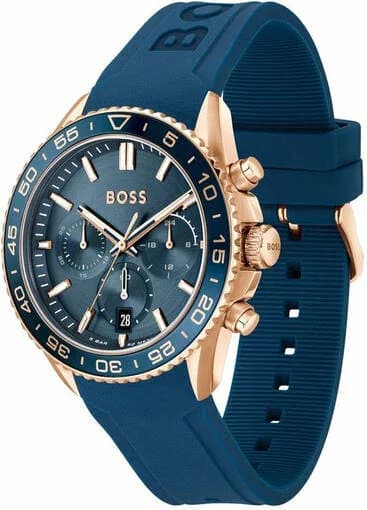Montre Homme Hugo Boss Runner 1514169 bracelet silicone bleu cadran multifonctions vue 2