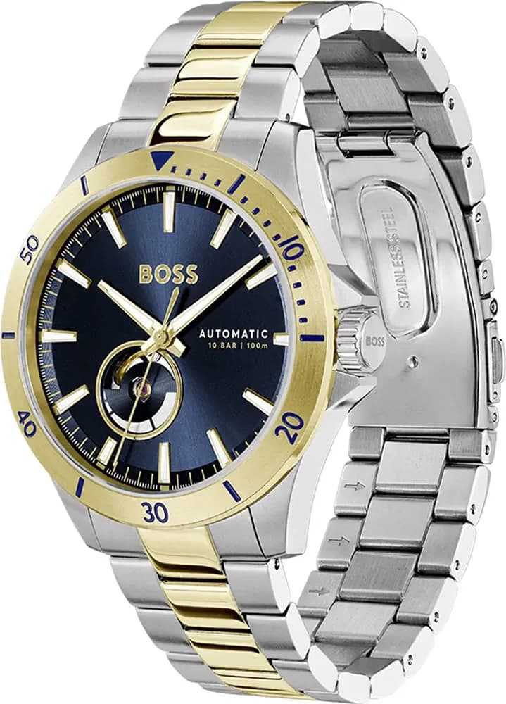 Montre Homme Hugo Boss Automatique Troper 1514201 bracelet bicolore cadran bleu vue 2