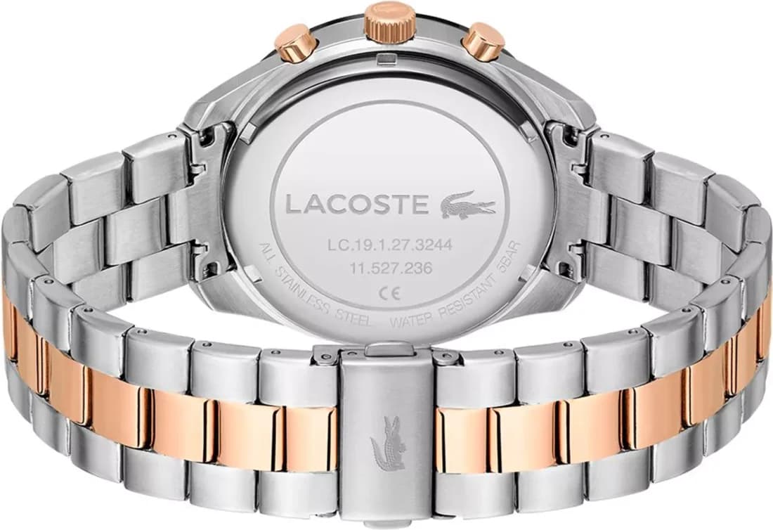 Montre Lacoste 2011112 en Acier Bicolore avec Cadran Noir et Chronographe vue 3