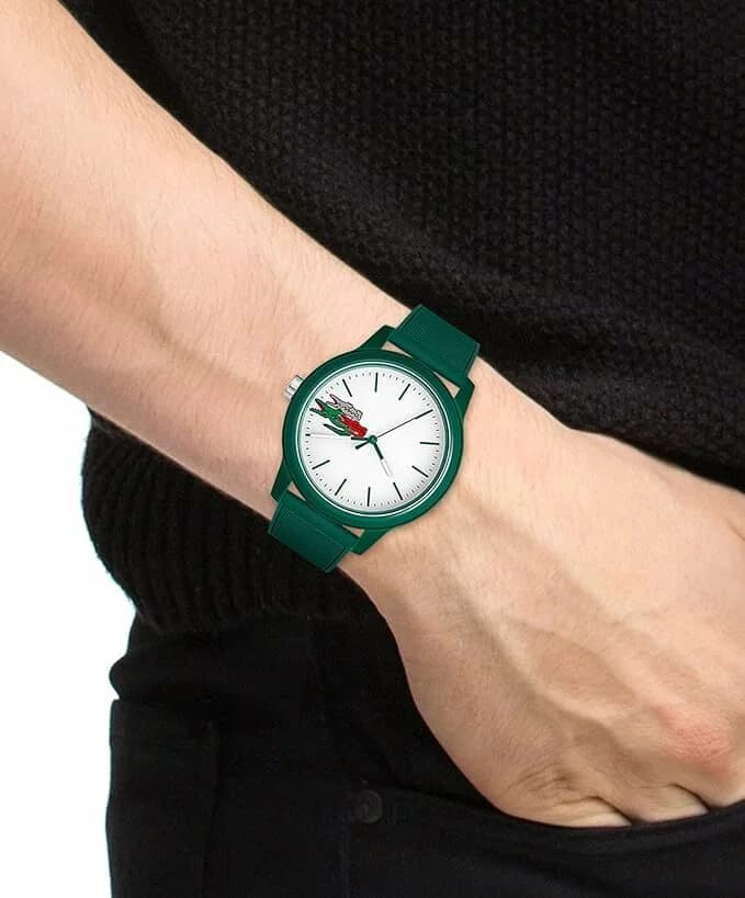 Montre Homme Lacoste 2011135 Bracelet Silicone Vert et Cadran Blanc vue 4