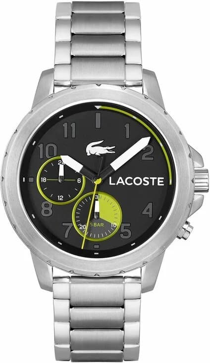 Lacoste 2011207 cadran noir et boîtier acier — Montres Outlet