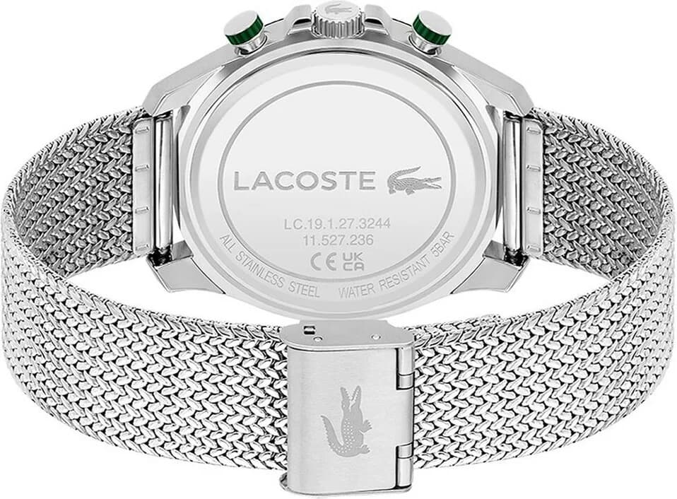 Montre Homme Lacoste 2011255 Neoheritage Cadran Vert et Bracelet Maille Milanaise Argenté vue 3