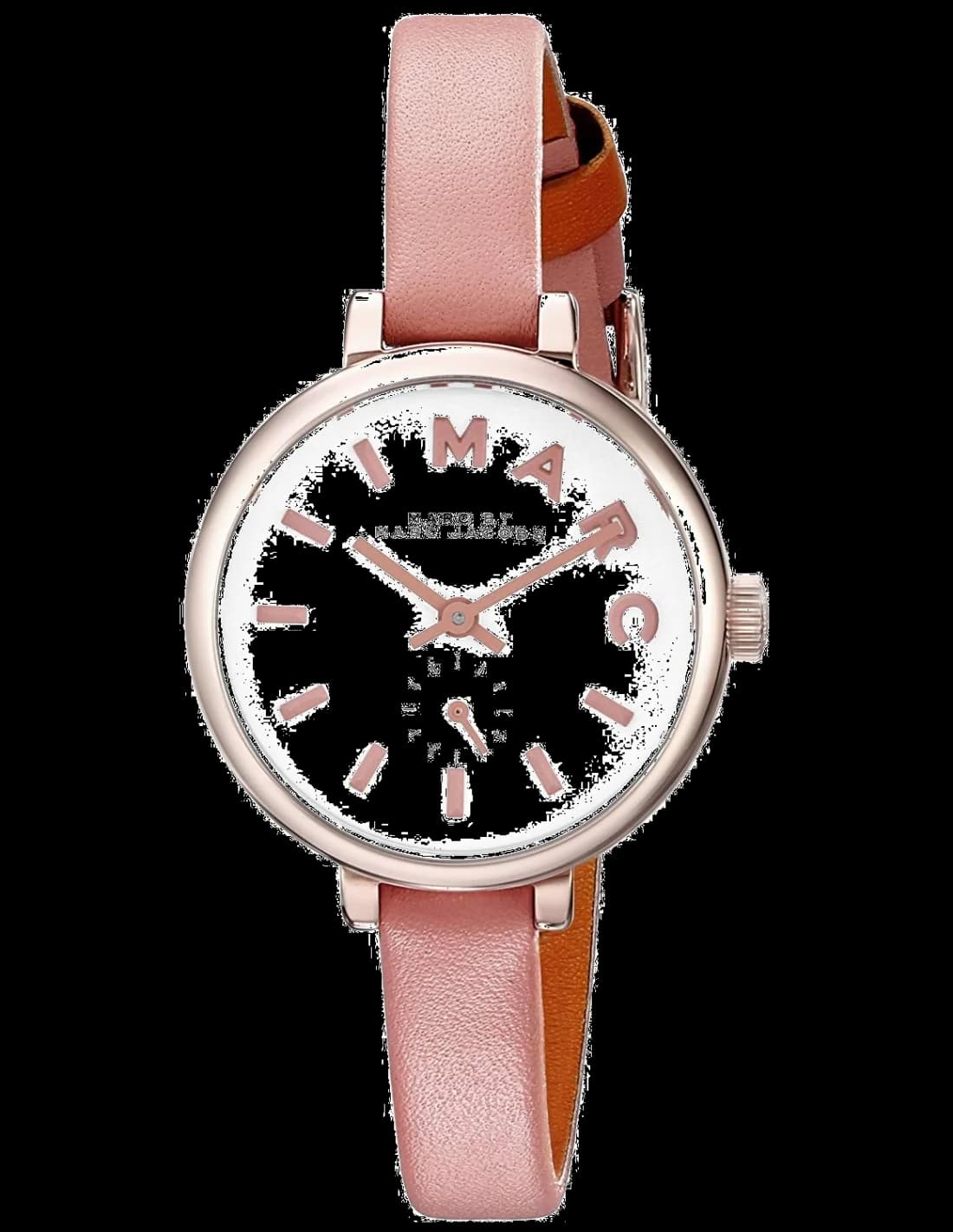 Bouton chronographe et bracelet cuir de la montre Marc Jacobs MBM1355 — Montres Outlet