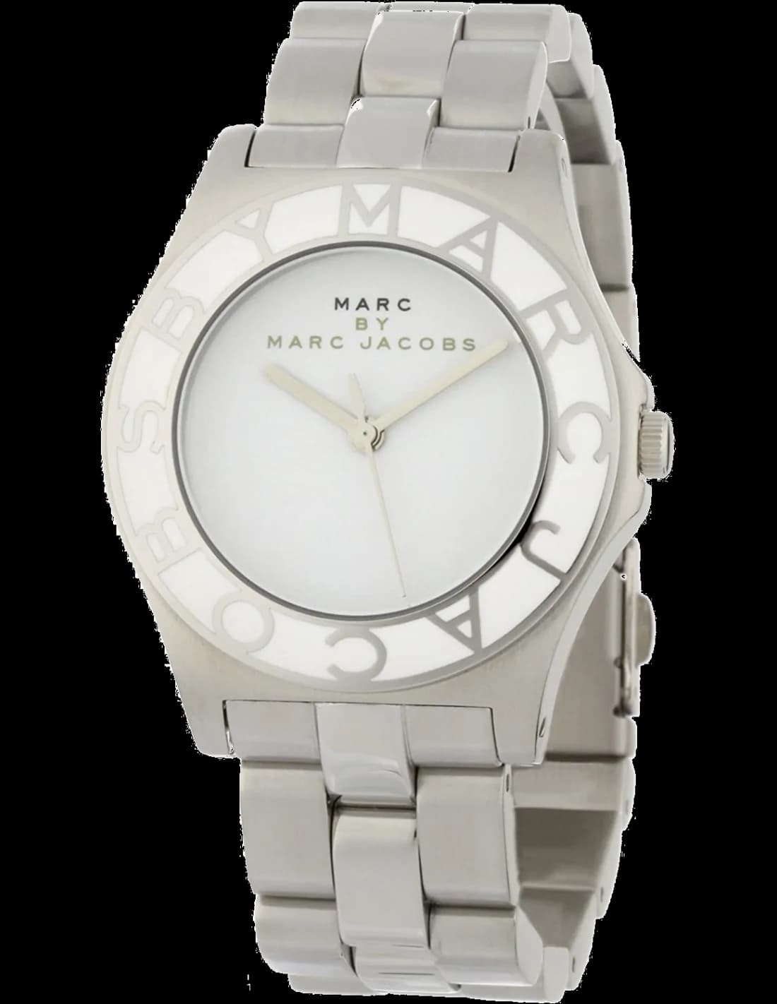 Marc Jacobs MBM3048 montre en acier inoxydable et cuir noir — Montres Outlet