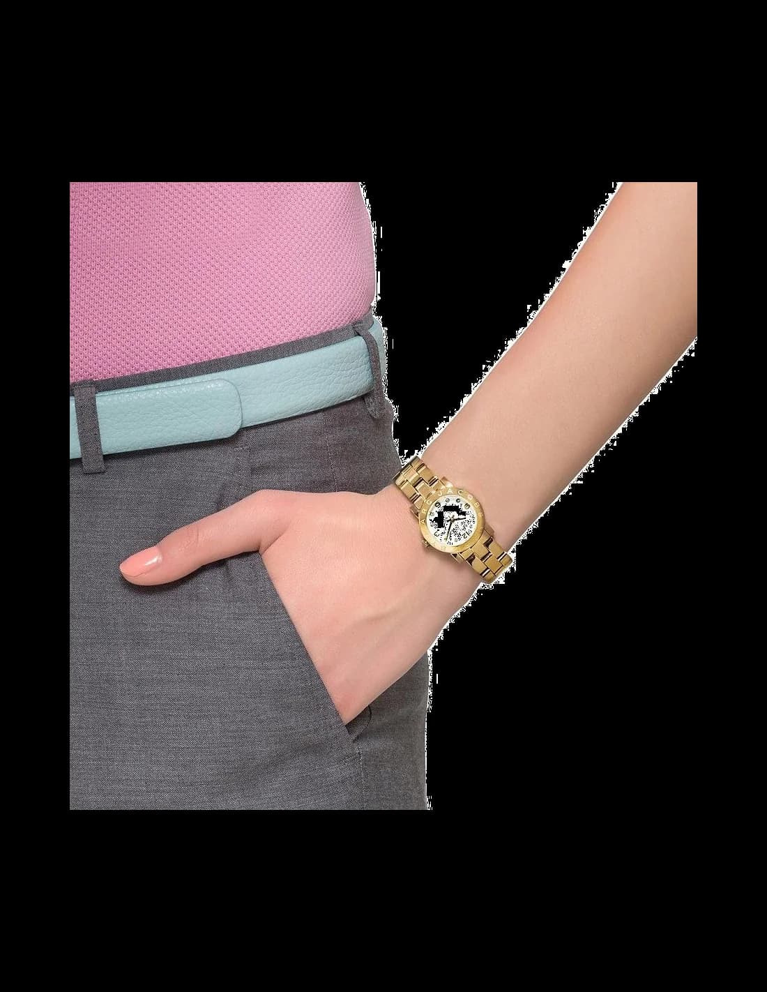 Montre Marc Jacobs MBM3057 en Acier Doré Jaune et Index Brillants vue 4