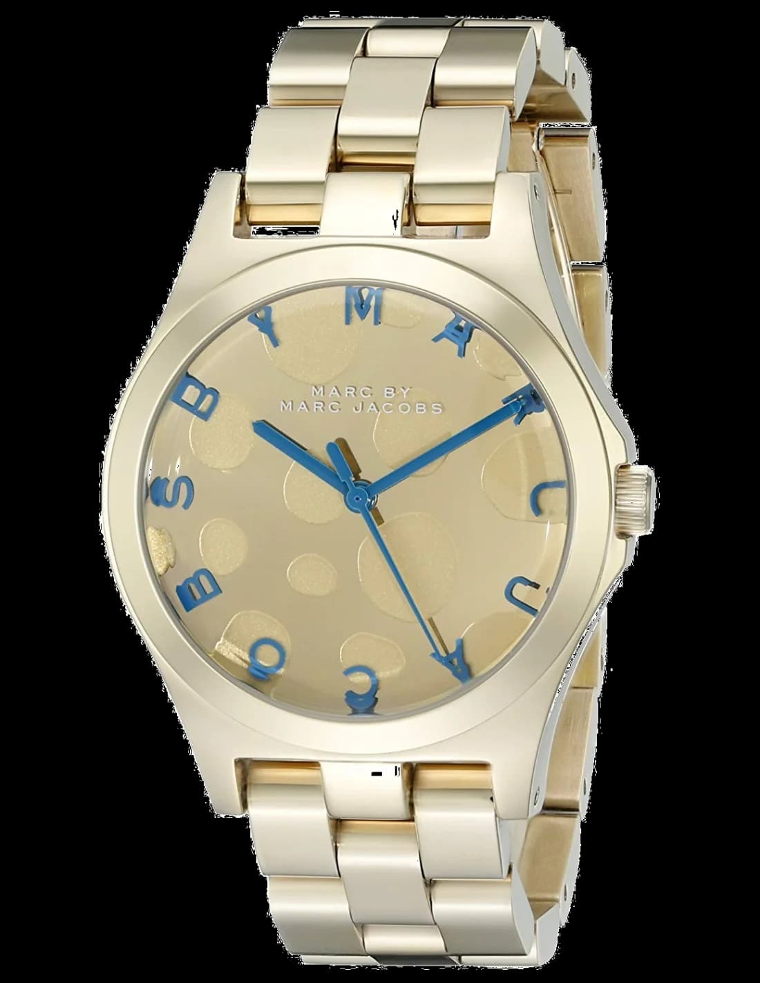 Montre Marc Jacobs MBM3267 avec cadran bleu sarcelle et index dorés, style chic et moderne
