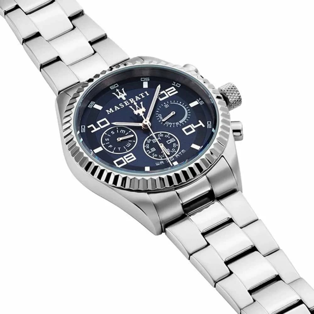 Montre Maserati Competizione cadran bleu chiffres arabes index analogique
