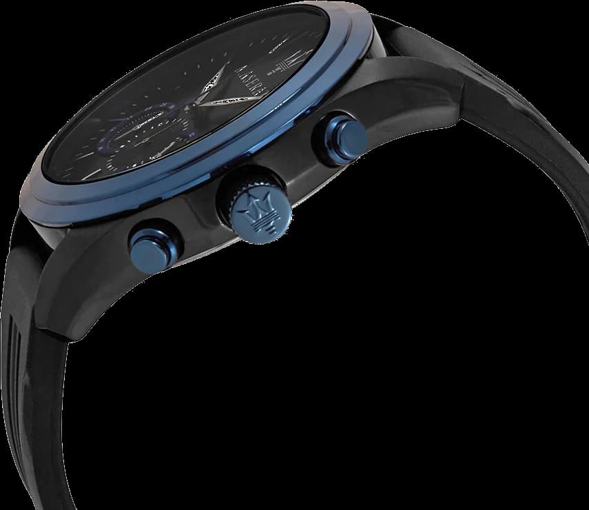 Montre Homme Maserati Traguardo R8871612006 Cadran chronographe noir Bracelet en caoutchouc noir vue 2