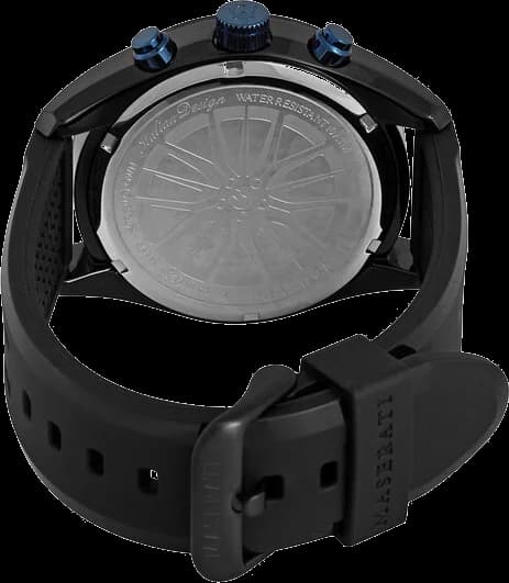 Montre Homme Maserati Traguardo R8871612006 Cadran chronographe noir Bracelet en caoutchouc noir vue 3