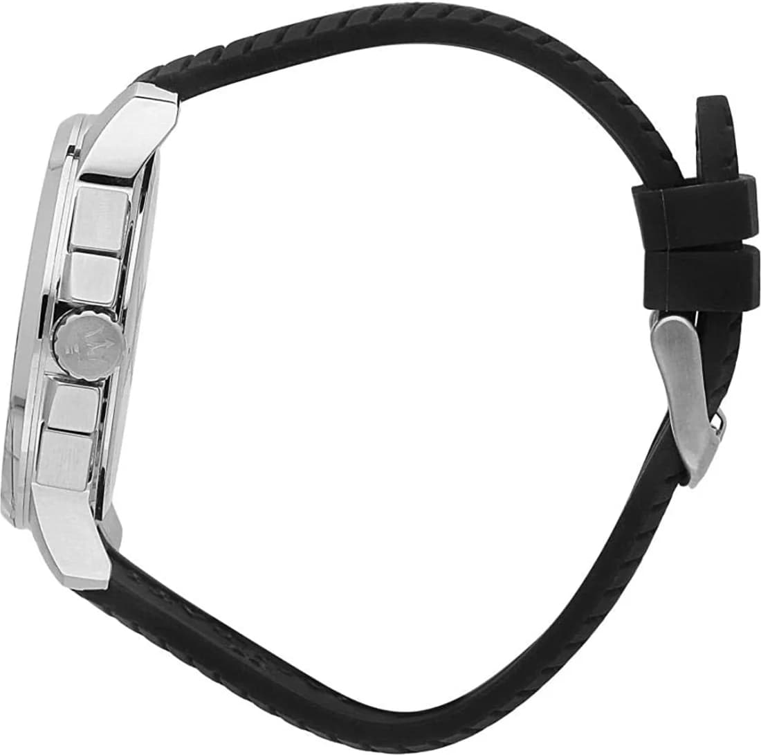 Montre Homme Maserati Successo R8871621014 bracelet en caoutchouc noir vue 3