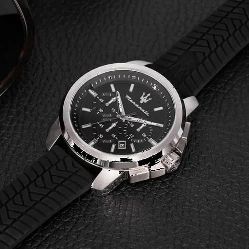 Montre Homme Maserati Successo R8871621014 bracelet en caoutchouc noir vue 4