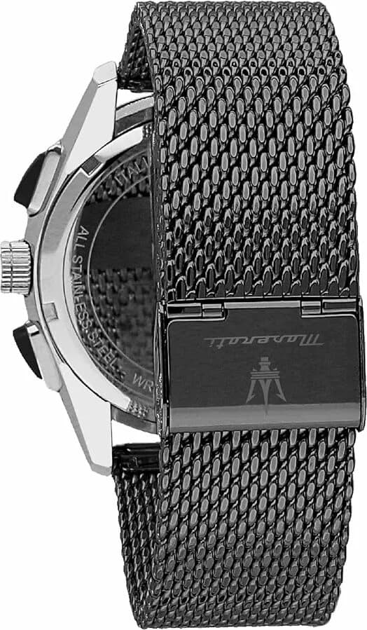 Montre Homme Maserati Traguardo R8873612006 Gunmétal bracelet en maille milanaise vue 2
