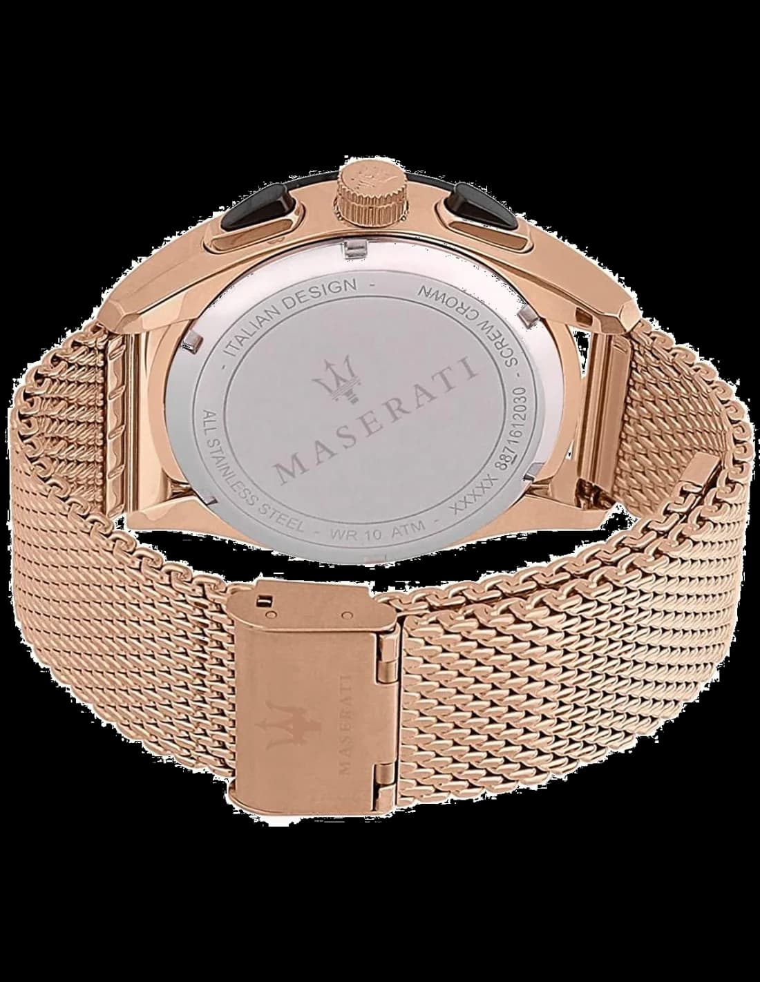Montre Homme Maserati Traguardo R8873612011 bracelet maille milanaise or rose vue 2