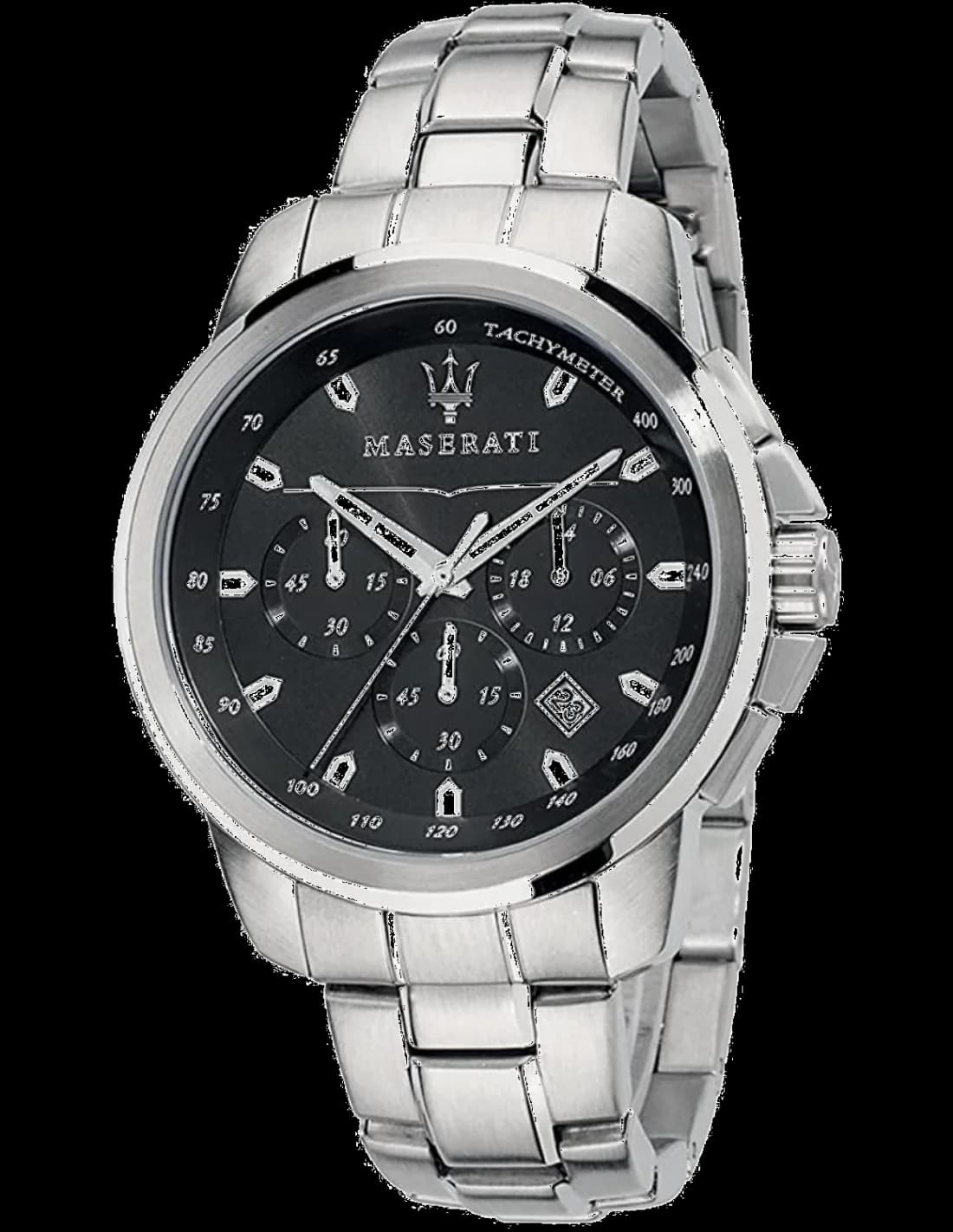 Maserati R8873621001 cadran noir avec bracelet cuir — Montres Outlet