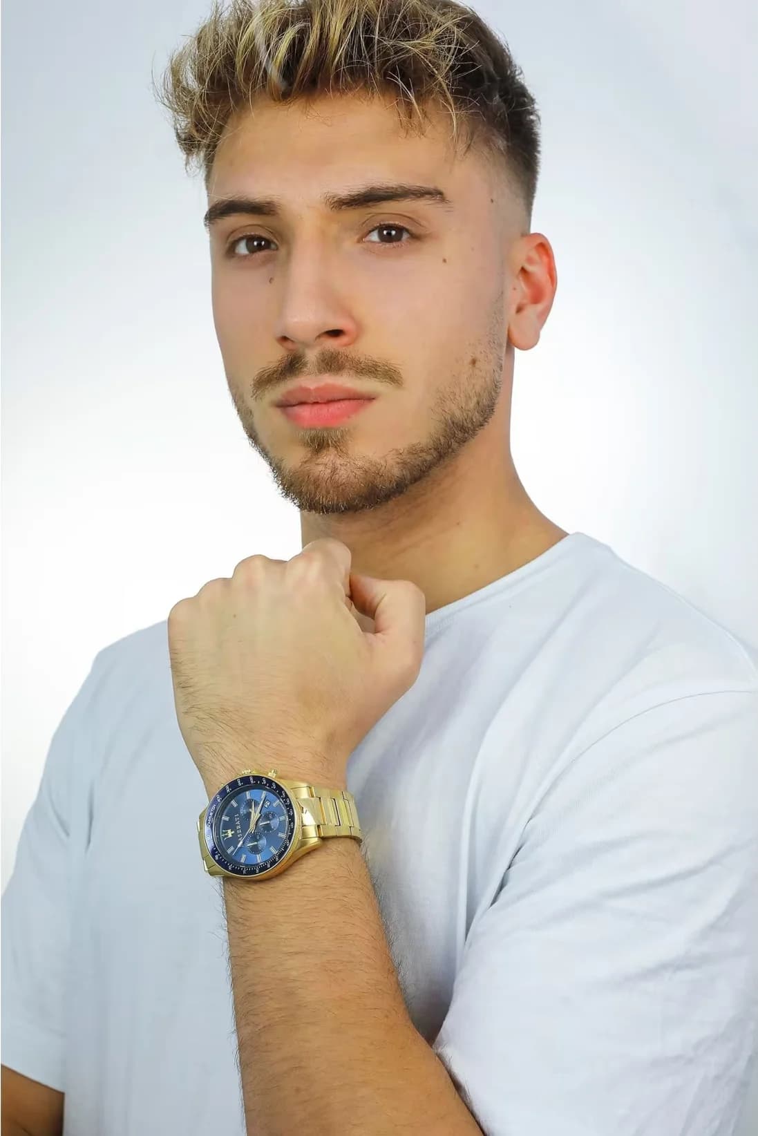 Montre Homme Maserati Sfida R8873640008 acier doré cadran bleu nuit vue 5