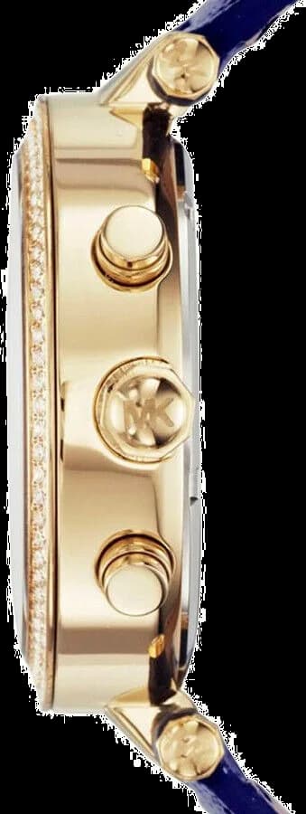Montre Michael Kors MK2280 Chronographe en Acier Doré et Cuir Bleu Marine vue 2