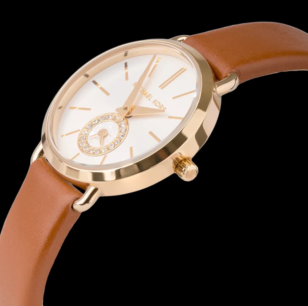 Montre Michael Kors MK2734 avec Cadran Doré et Bracelet en Cuir Marron vue 2