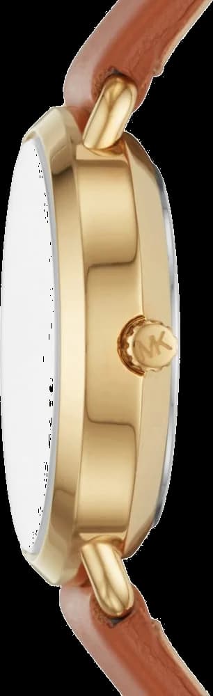 Montre Michael Kors MK2734 avec Cadran Doré et Bracelet en Cuir Marron vue 3