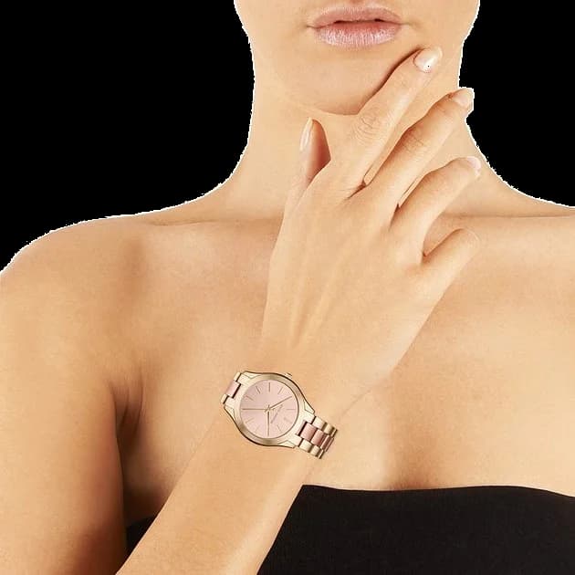 Montre Michael Kors Runway MK3493 Bracelet acétate et acier or rose vue 4