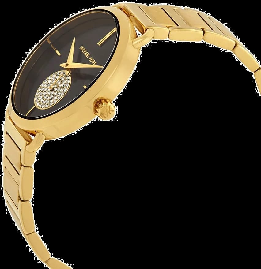 Montre Michael Kors Portia MK3788 Acier doré jaune cadran noir vue 3