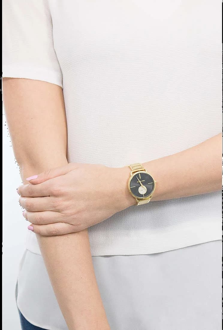 Montre Michael Kors Portia MK3788 Acier doré jaune cadran noir vue 5