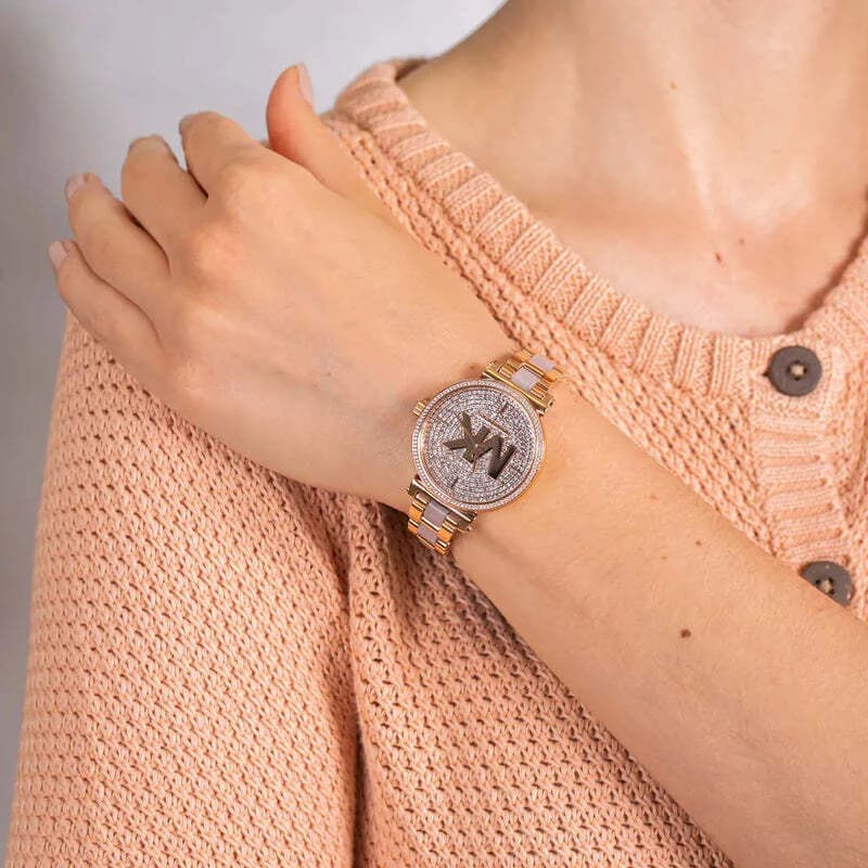 Montre Michael Kors Sofie MK4336 détail cadran rond or rose analogique