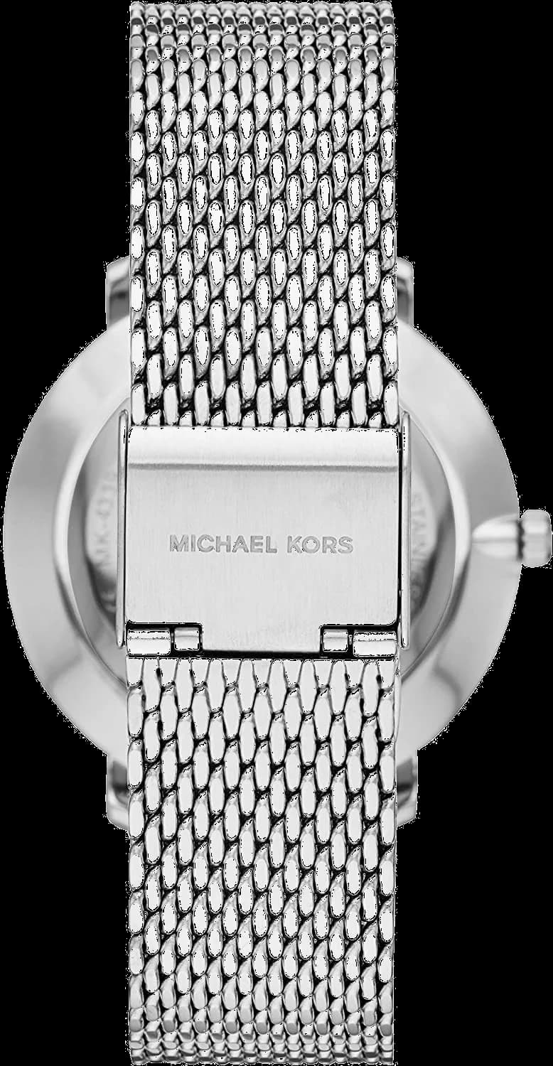 Bracelet Michael Kors MK4338 en maille milanaise argentée, fermoir déployante ajustable, confort au poignet