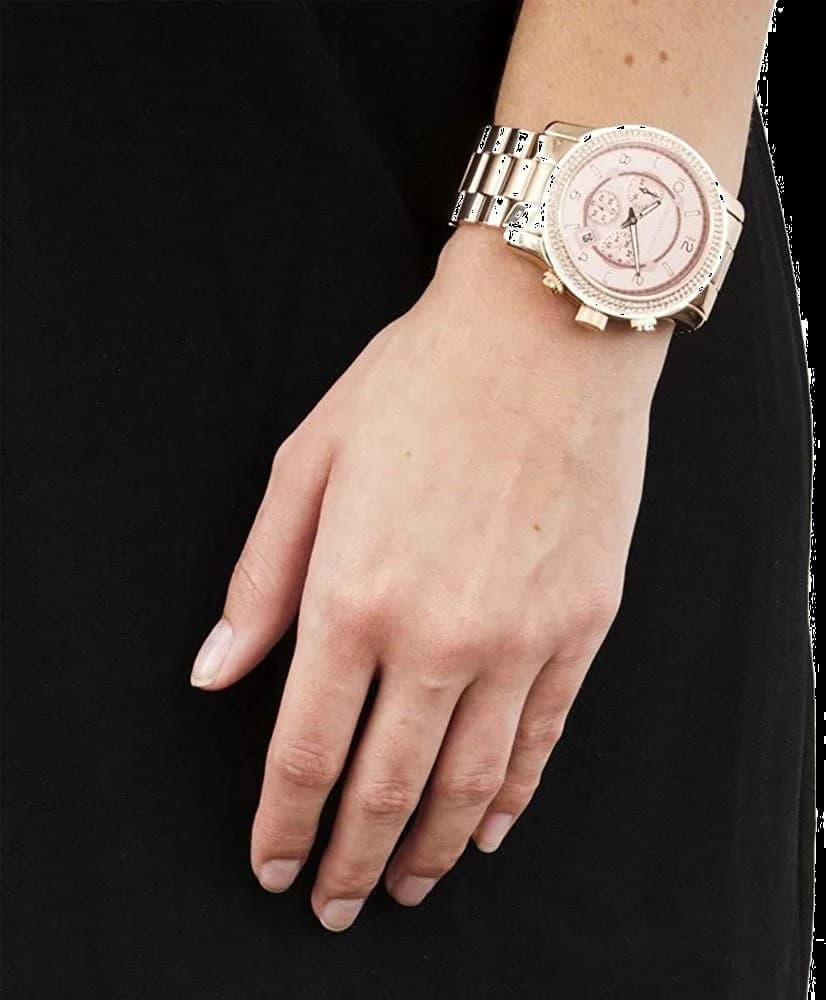 Montre Michael Kors MK5576 Multifonction en Acier Doré Rose avec Lunette Strassée vue 4