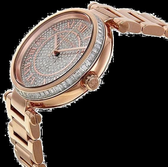 Montre Michael Kors Skylar MK5868 Pavée de cristaux bracelet en acier doré rose vue 2