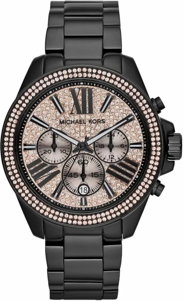 Michael Kors MK5879 avec cadran noir et bracelet en cuir — Montres Outlet