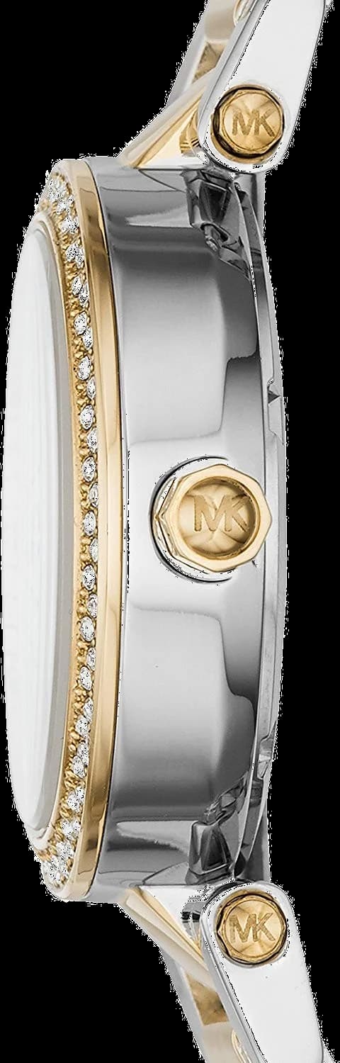 Montre Michael Kors MK6055 cadran blanc index pierres cristaux détail