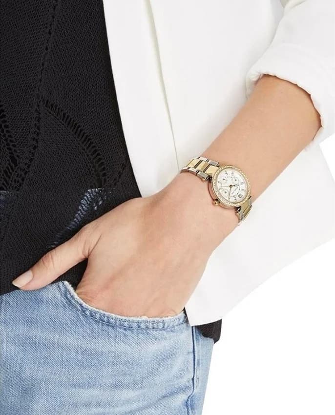 Montre Michael Kors MK6055 bracelet boucle déployante argent doré détail