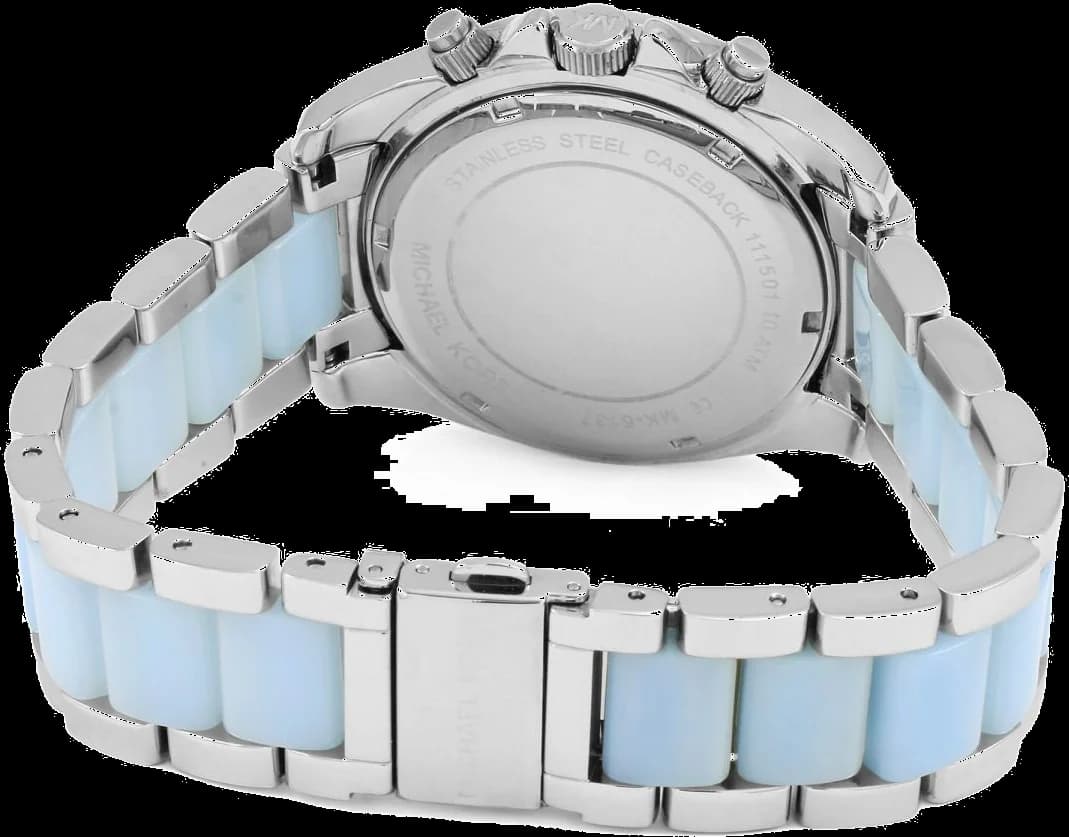 Montre Michael Kors Blair MK6137 Bracelet en acétate bleu et acier vue 3