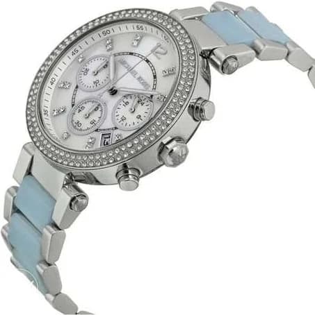 Montre Michael Kors MK6138 à Bracelet Bi-matière Bleu et Cadran Nacre vue 2