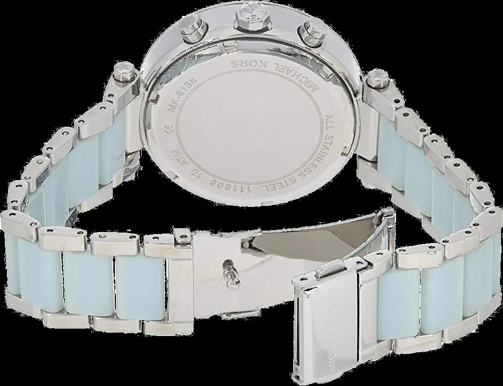 Montre Michael Kors MK6138 à Bracelet Bi-matière Bleu et Cadran Nacre vue 4