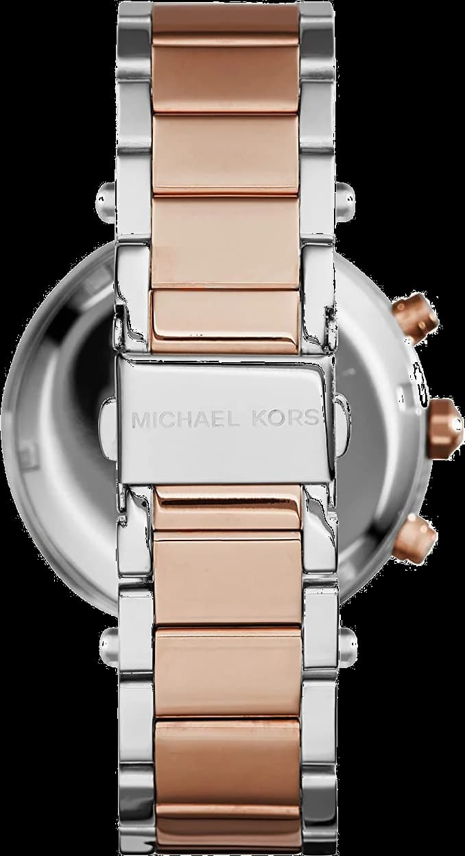 Montre Michael Kors MK6141 Cadran Bleu et Bracelet Bicolore Or Rose vue 3