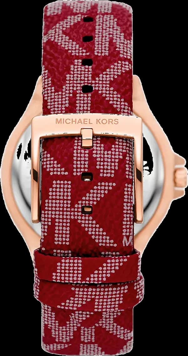 Montre Michael Kors Lennox MK7308 cadran blanc bracelet cuir rouge vue 3