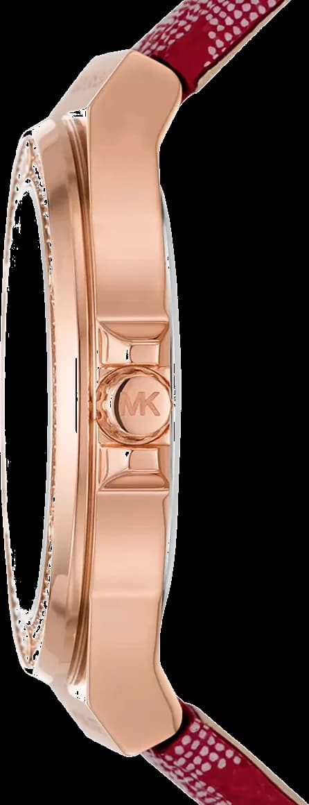 Montre Michael Kors Lennox MK7308 cadran blanc bracelet cuir rouge vue 4